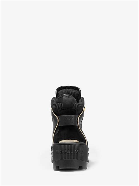 michael michael kors brooke metallic leather and scuba boot|Brooke Leather and Scuba Trek Sneaker .